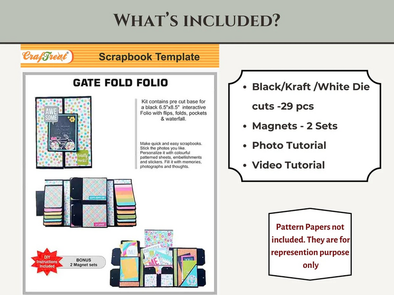 CrafTreat Scrapbook Blank Precut Album Base - Gate Fold Folio - White, CAB031