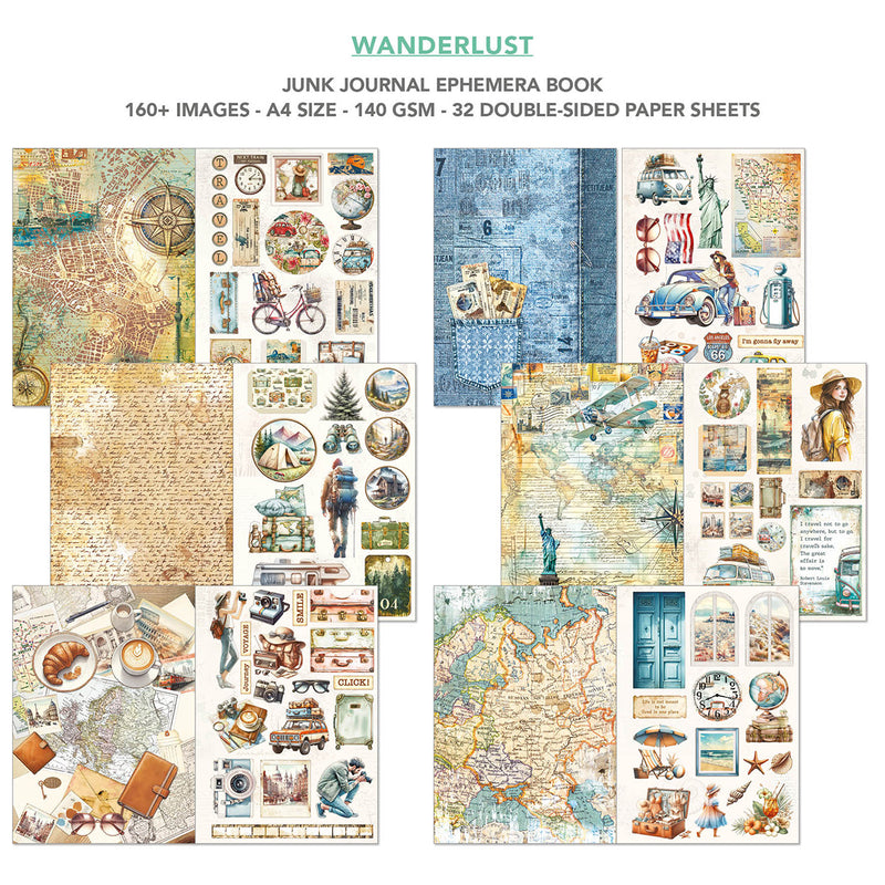 Ciao Bella - Wanderlust - Junk Journal & Ephemera Book A4 32/Pg, CBB006