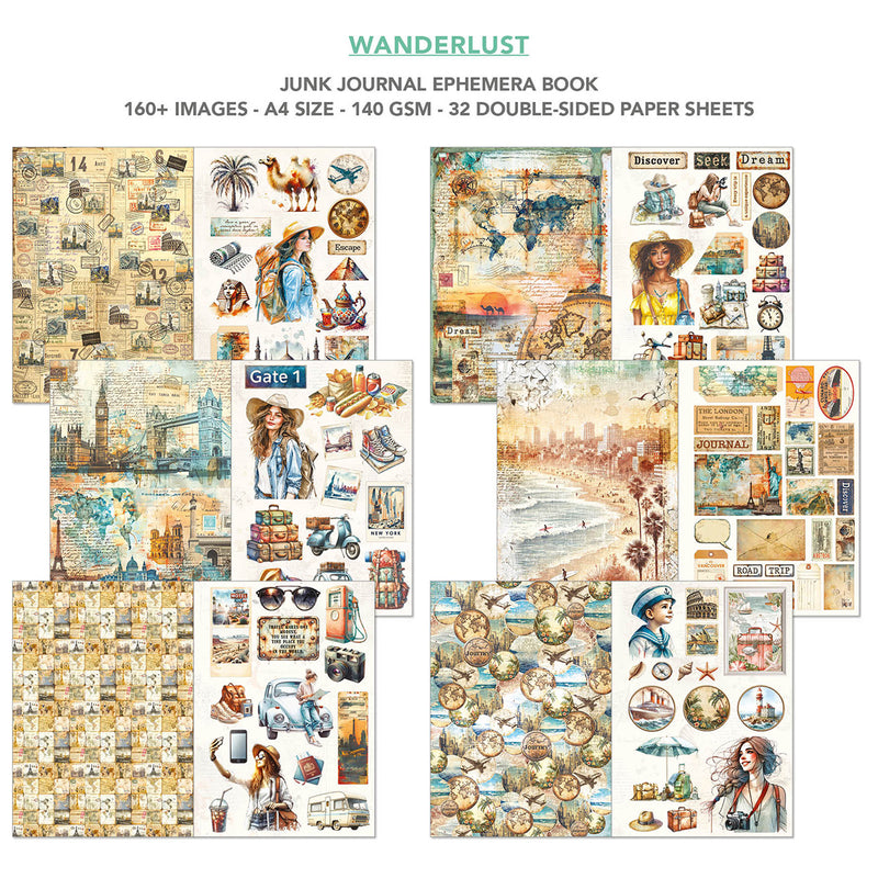 Ciao Bella - Wanderlust - Junk Journal & Ephemera Book A4 32/Pg, CBB006