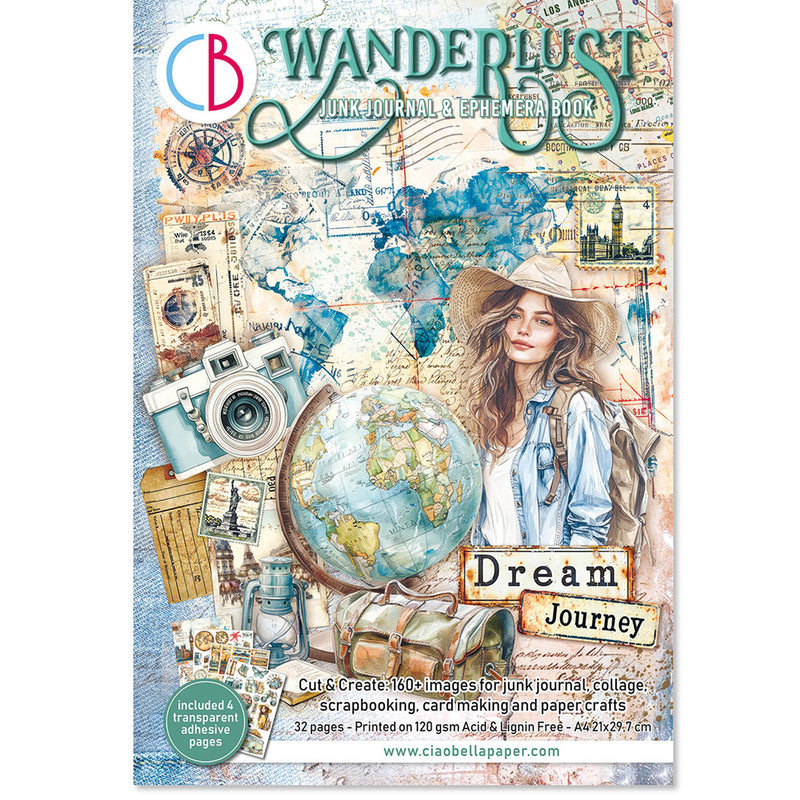 Ciao Bella - Wanderlust - Junk Journal & Ephemera Book A4 32/Pg, CBB006