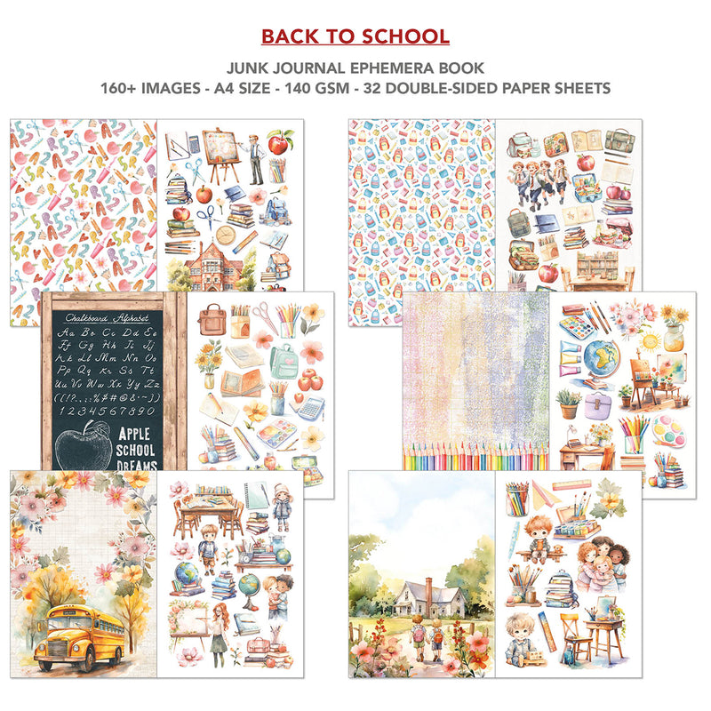 Ciao Bella - Back to School - Junk Journal & Ephemera Book A4 32/Pg, CBB012