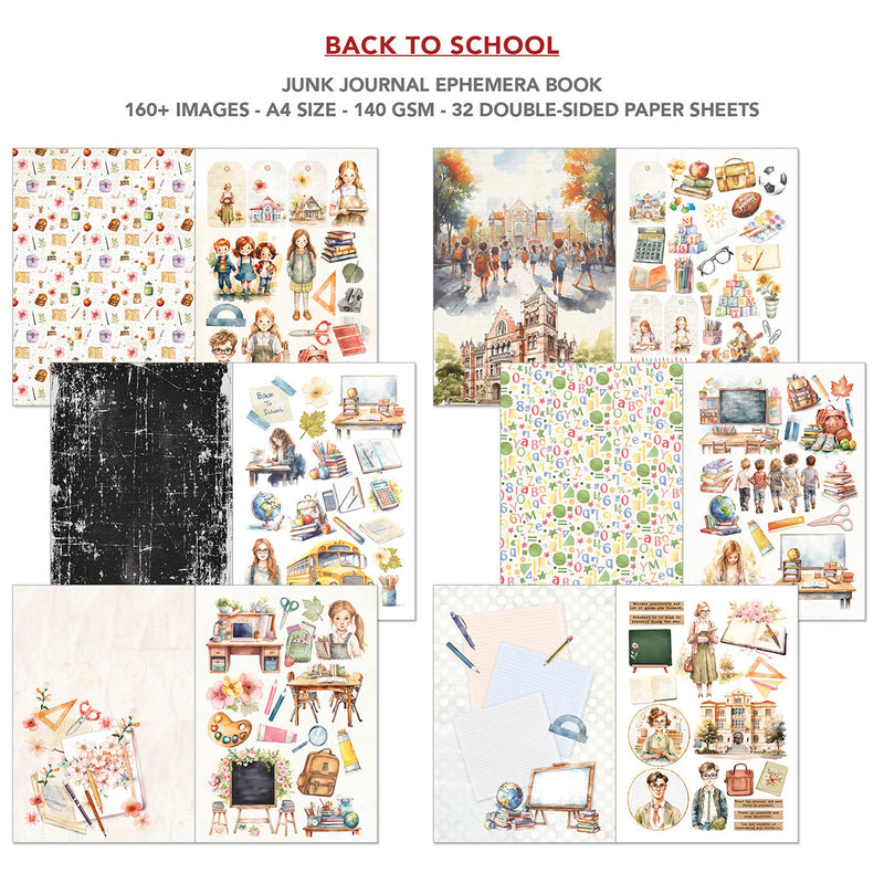 Ciao Bella - Back to School - Junk Journal & Ephemera Book A4 32/Pg, CBB012