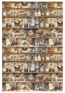 Ciao Bella A4 Rice Papers 4pc - Cabinet of Curiosities - Mixed, CBRA001