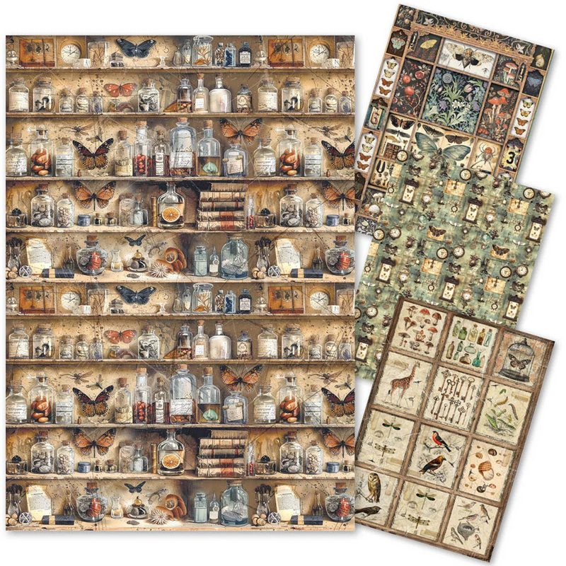 Ciao Bella A4 Rice Papers 4pc - Cabinet of Curiosities - Mixed, CBRA001