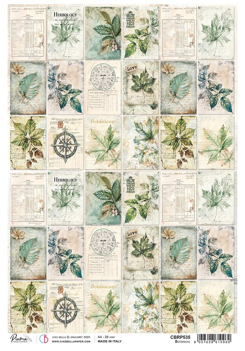 Ciao Bella A4 Rice Papers 5pc - Botanical, CBRP535