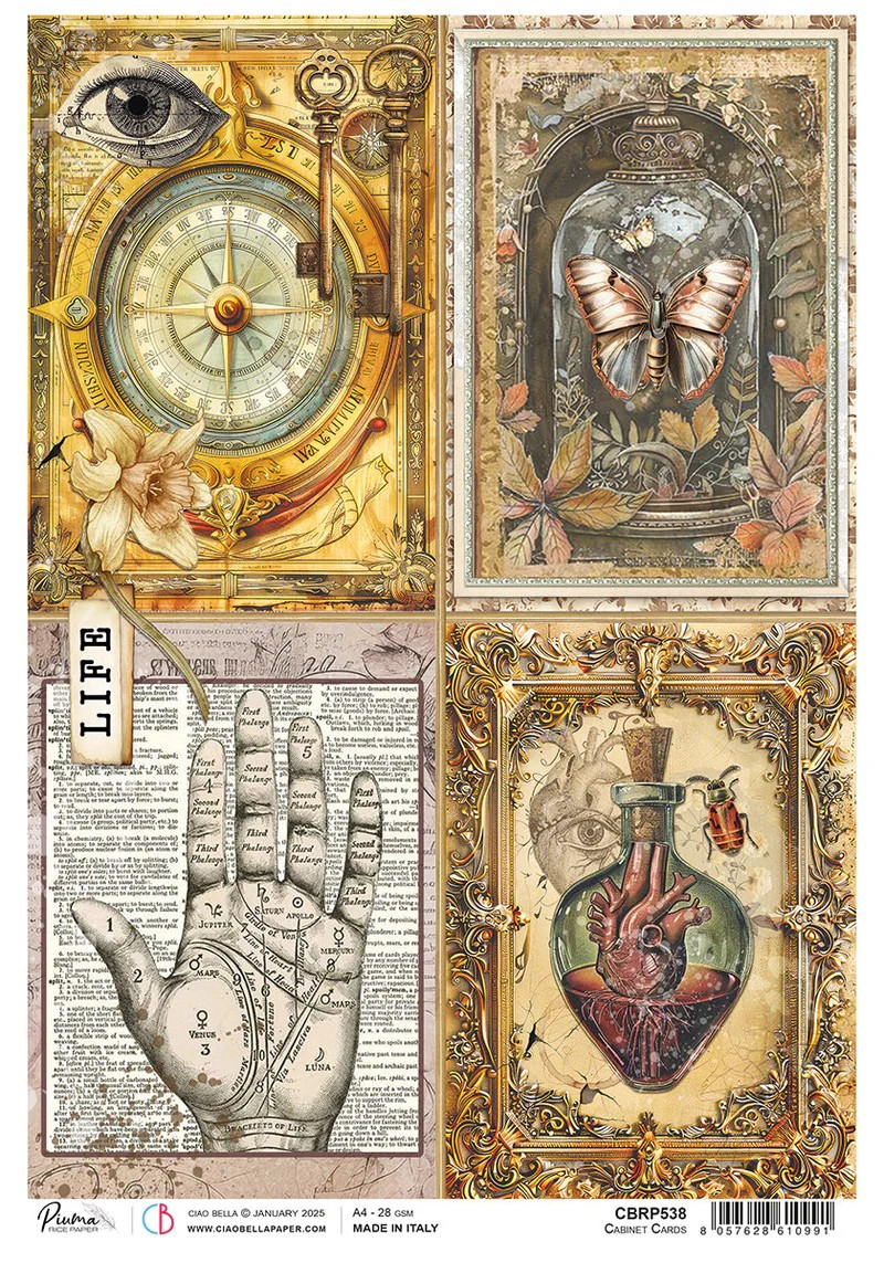 Ciao Bella A4 Rice Papers 5pc - Cabinet Cards, CBRP538