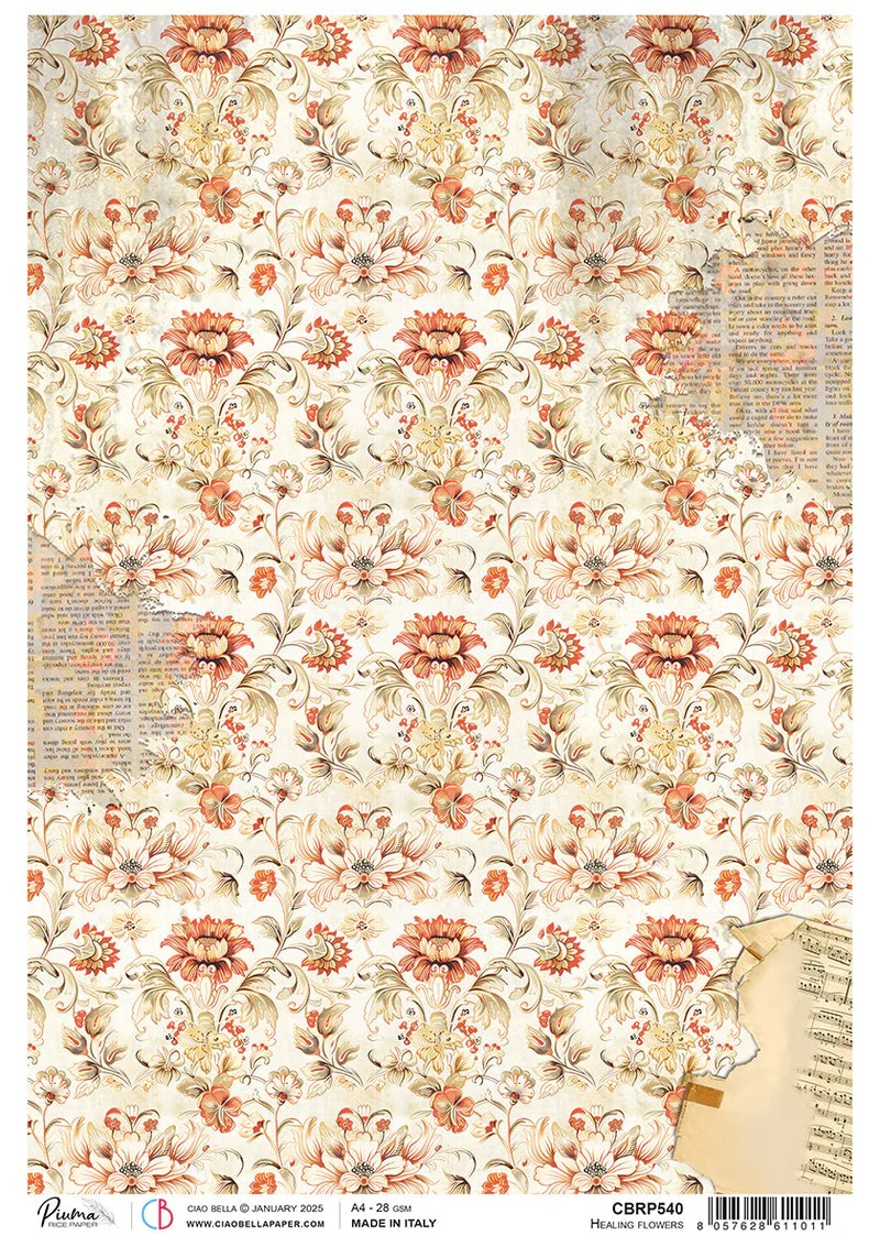 Ciao Bella A4 Rice Papers 5pc - Healing Flowers, CBRP540