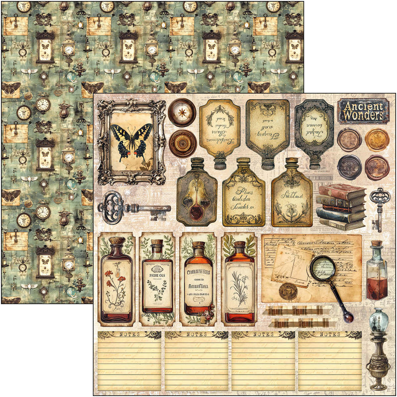 Ciao Bella 12x12 Paper Pad 8Pc - Cabinet of Curiosities - Patterns Pad, CBT085