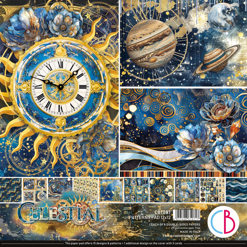 Coming Soon - Ciao Bella 12x12 Paper Pad 8Pc - Celestial - Patterns Pad, CBT087