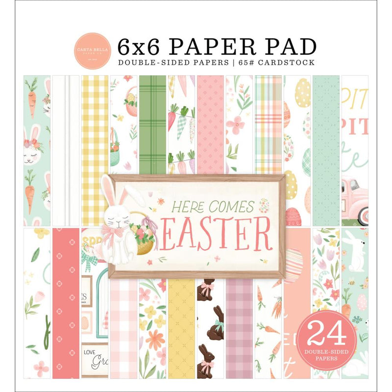 Carta Bella 6x6 D/S Paper Pad 24ct - Here Comes Easter, CE351023