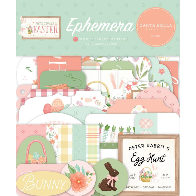 Carta Bella Cardstock Ephemers 33pc - Here Comes Easter, CE351024