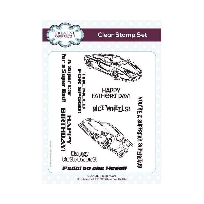 Creative Expressions 6x8 Clear Stamp Set - Super Cars, CEC1089 by Sam Poole