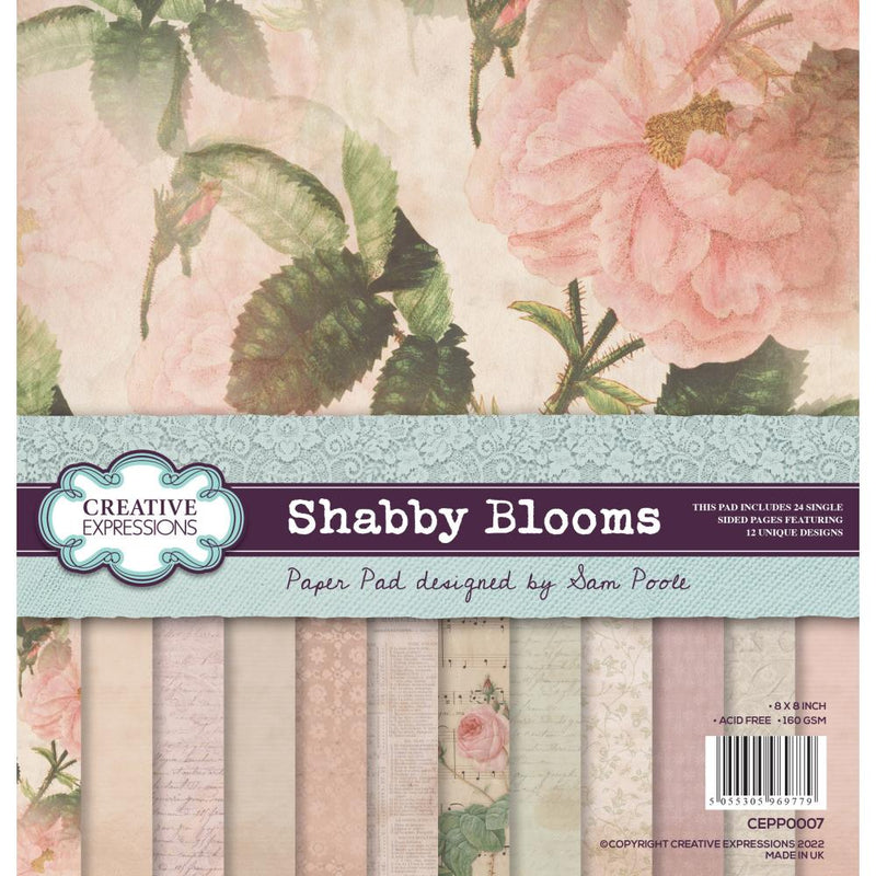 Creative Expressions Paper Pad 8X8 - Shabby Blooms, CEPP0007 by Sam Poole