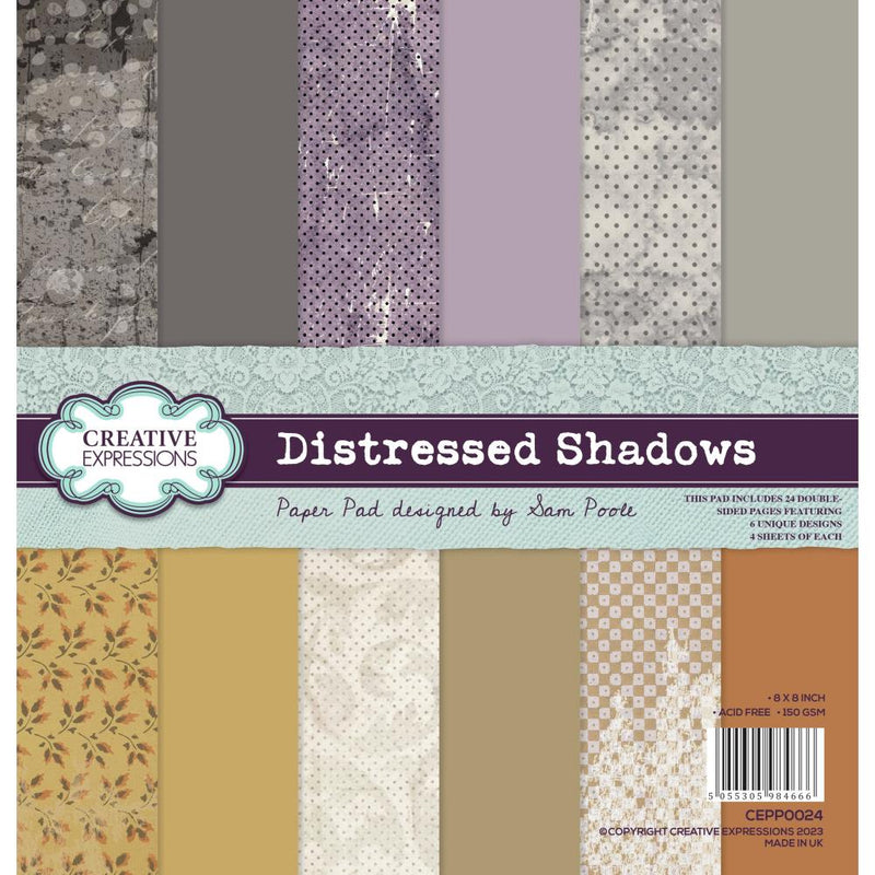 Creative Expressions Paper Pad 8X8 - Distressed Shadows, CEPP0024 by Sam Poole