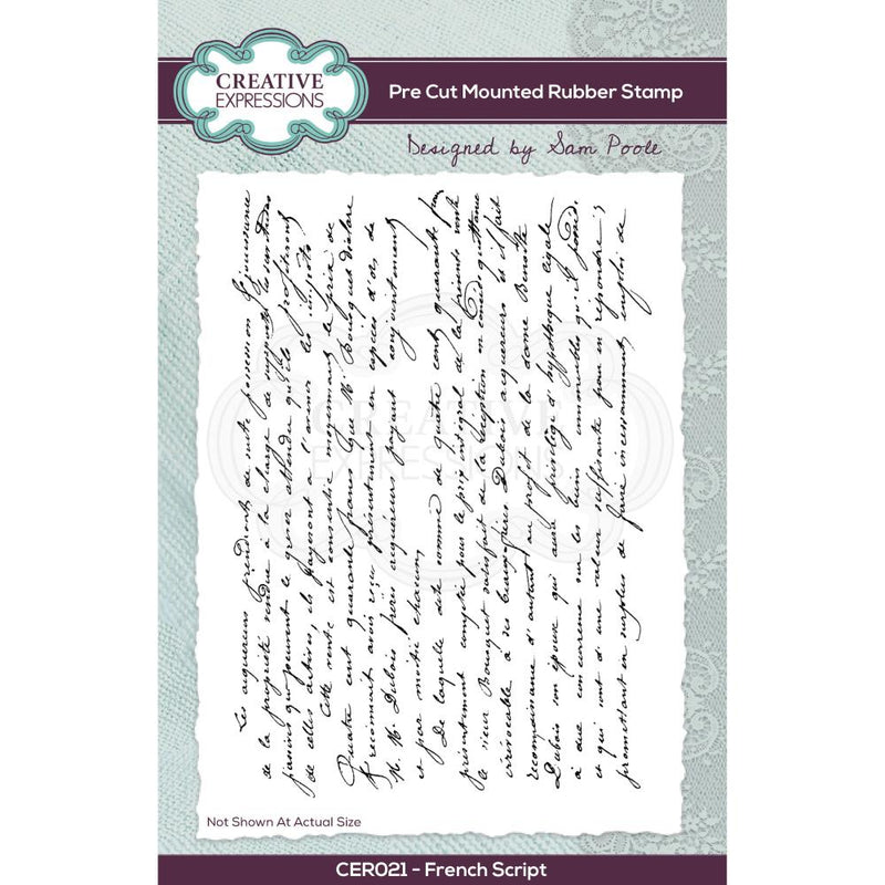 Creative Expressions A6 Rubber Stamp - French Script, CER021 by Sam Poole