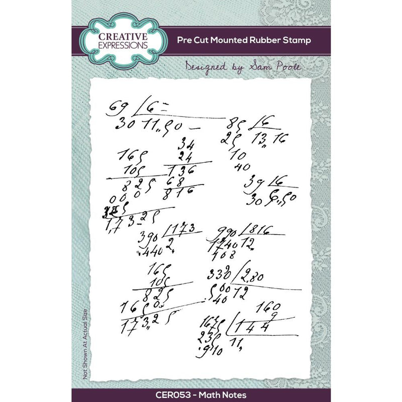 Creative Expressions 4x6 Rubber Stamp - Math Notes, CER053 by Sam Poole