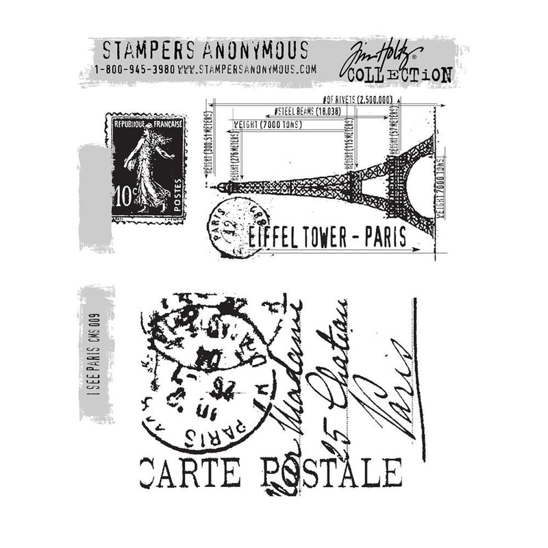 Stampers Anonymous Cling Stamp Set - I See Paris, CMS009 by Tim Holtz