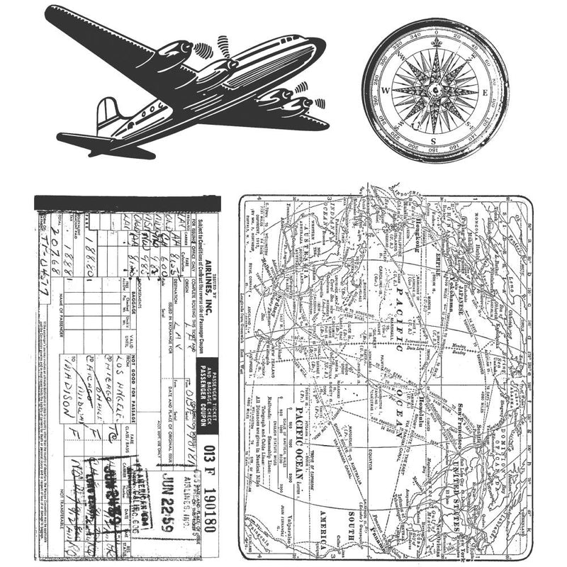 Stampers Anonymous Stamp Set - Air Travel, CMS102 by: Tim Holtz