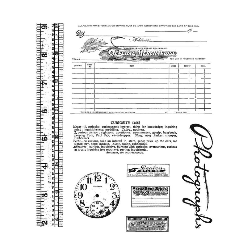 Stampers Anonymous Stamp Set - Curiosities, CMS104 by: Tim Holtz