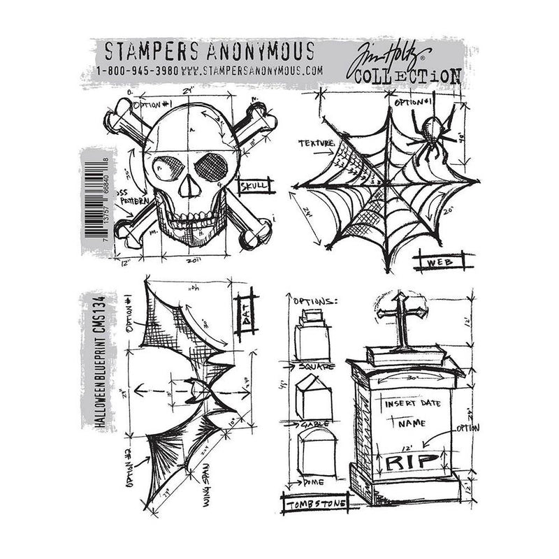 Stampers Anonymous Stamp Set - Halloween Blueprint, CMS134 by Tim Holtz