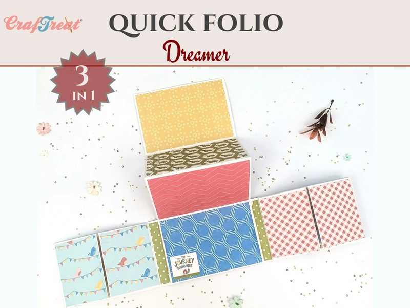 CrafTreat Scrapbook Blank Quick Folios - Dreamer - Black, Kraft and White, CQF002