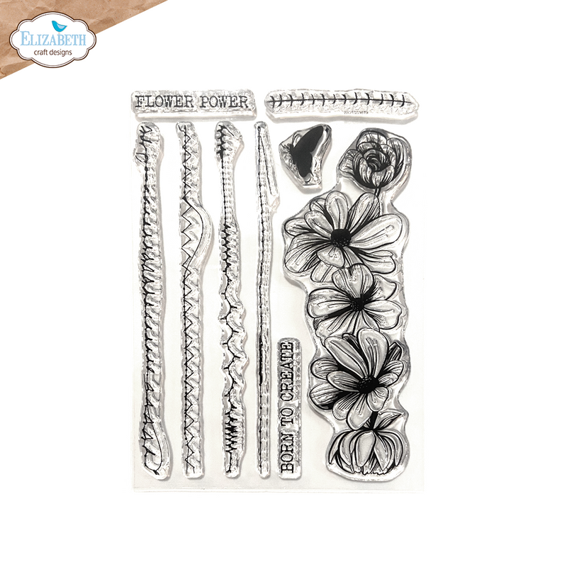 Elizabeth Craft Designs Clear Stamp & Die Sets - Stitched Borders/Border Flower, cs345/2114