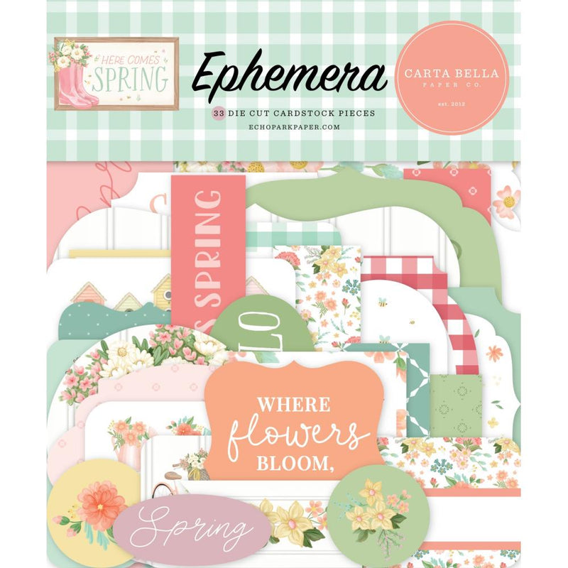 Carta Bella Cardstock Ephemera 33/Pc - Here Comes Spring, CS352024