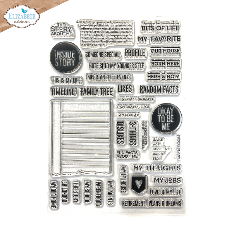 Coming Soon - Elizabeth Craft Designs Stamp Set - About Me, CS434