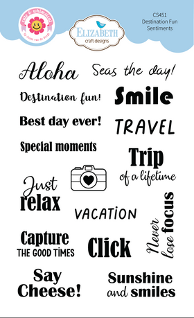 Elizabeth Craft Designs Stamp Set - Destination Fun Sentiments, CS451