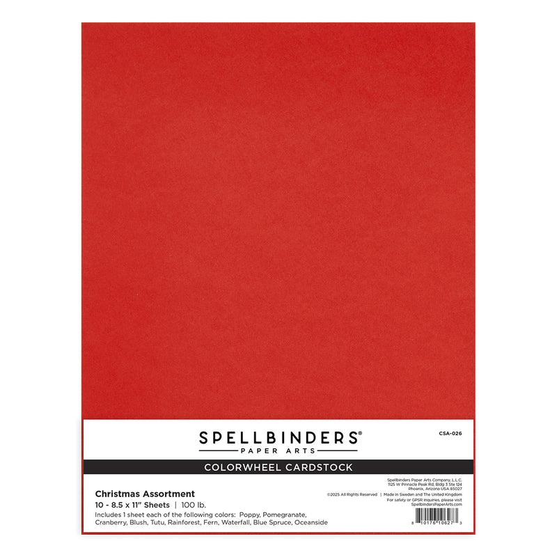 Spellbinders ColorWheel Cardstock 8.5 x 11 - Christmas Assortment, 10 Sheets, CSA-026