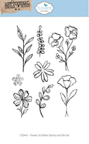 Elizabeth Craft Designs Stamp & Die Set - Flower Scribbles, CSD441