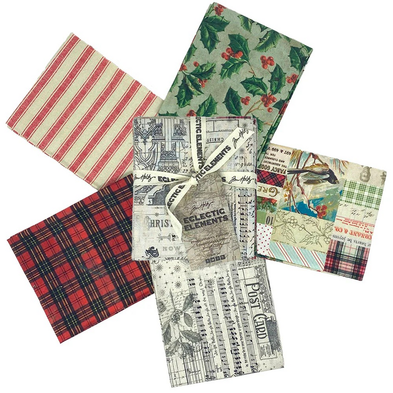 Free Spirit - Eclectic Elements Christmas FQ Bundle, CHRISTFQB5 by Tim Holtz