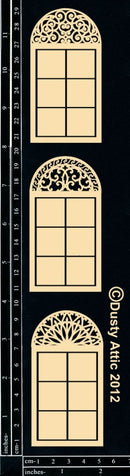 Dusty Attic Chipboard 3x12 - Mini Arch Windows, DA0818