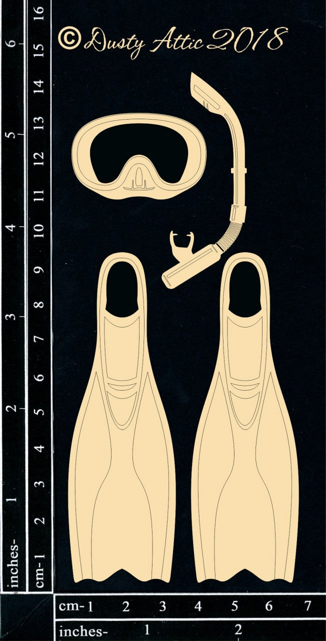 Dusty Attic Chipboard 3x6 - Snorkel Set, DA2230