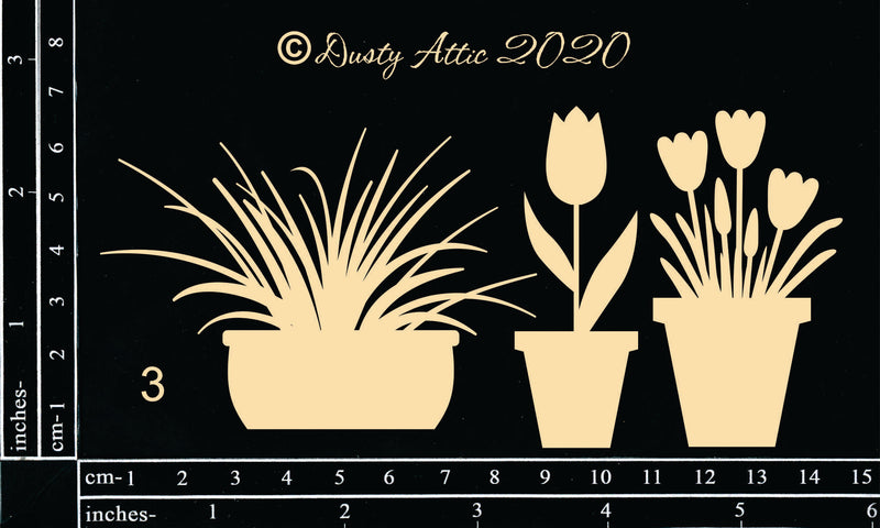 Dusty Attic Chipboard 3x6- Pot Plants