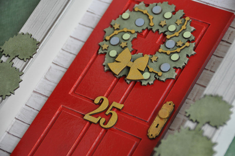 Dusty Attic Scene Mixed Chipboard – Christmas Front Door with Shadow Box, DA3201