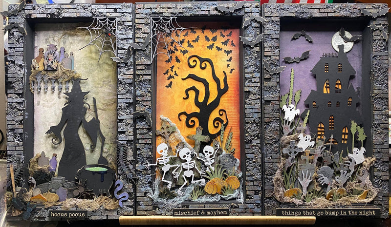 Dusty Attic Halloween Scene Shadow Box Kit – Haunted House, DA3219