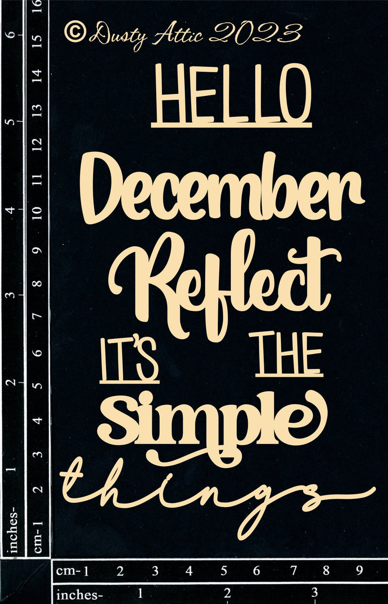 Dusty Attic Chipboard 4x6 - Hello December, DA3507