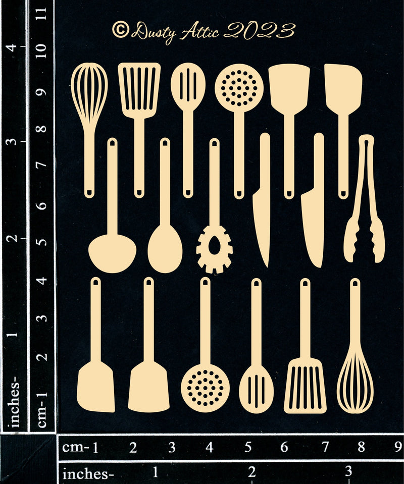 Dusty Attic Chipboard 3x4 - Mini Kitchen Utensils, DA3520