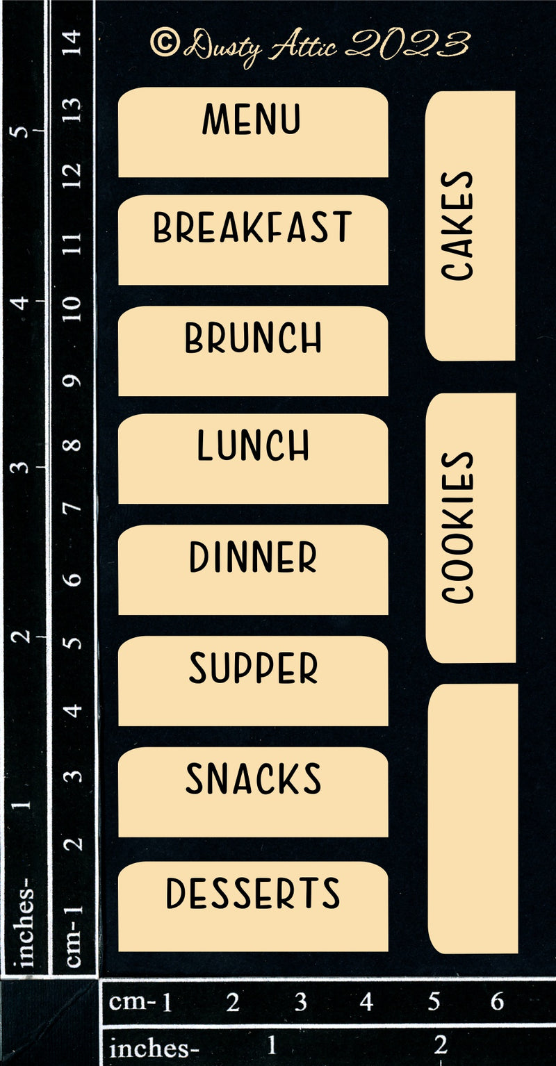 Dusty Attic Chipboard 3x6 - Baking Tabs, DA3522