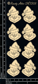 Dusty Attic Chipboard 3x7 - Grinch Heads Small, DA3700