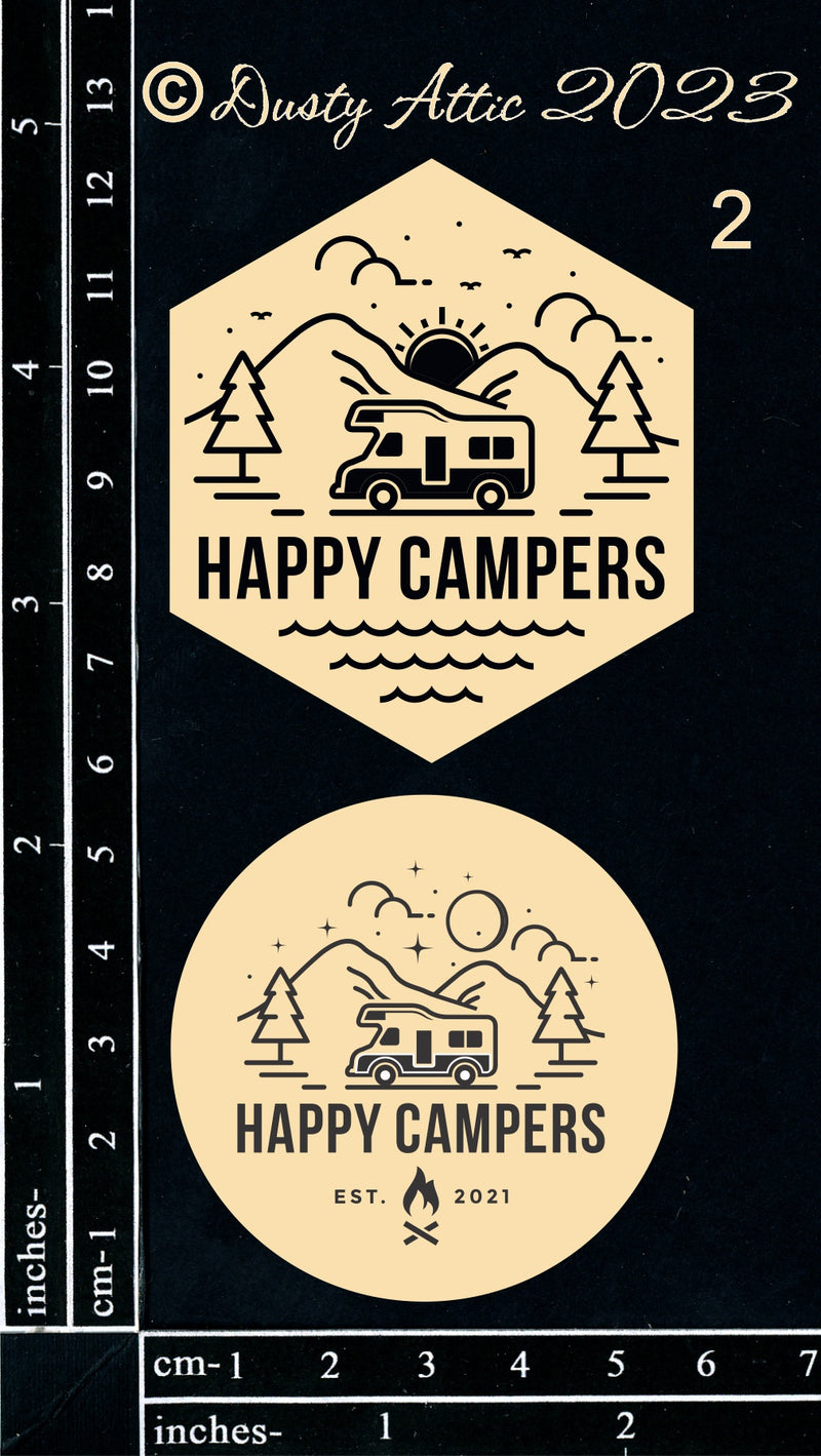 Dusty Attic Chipboard 3x5 - Camping Badge