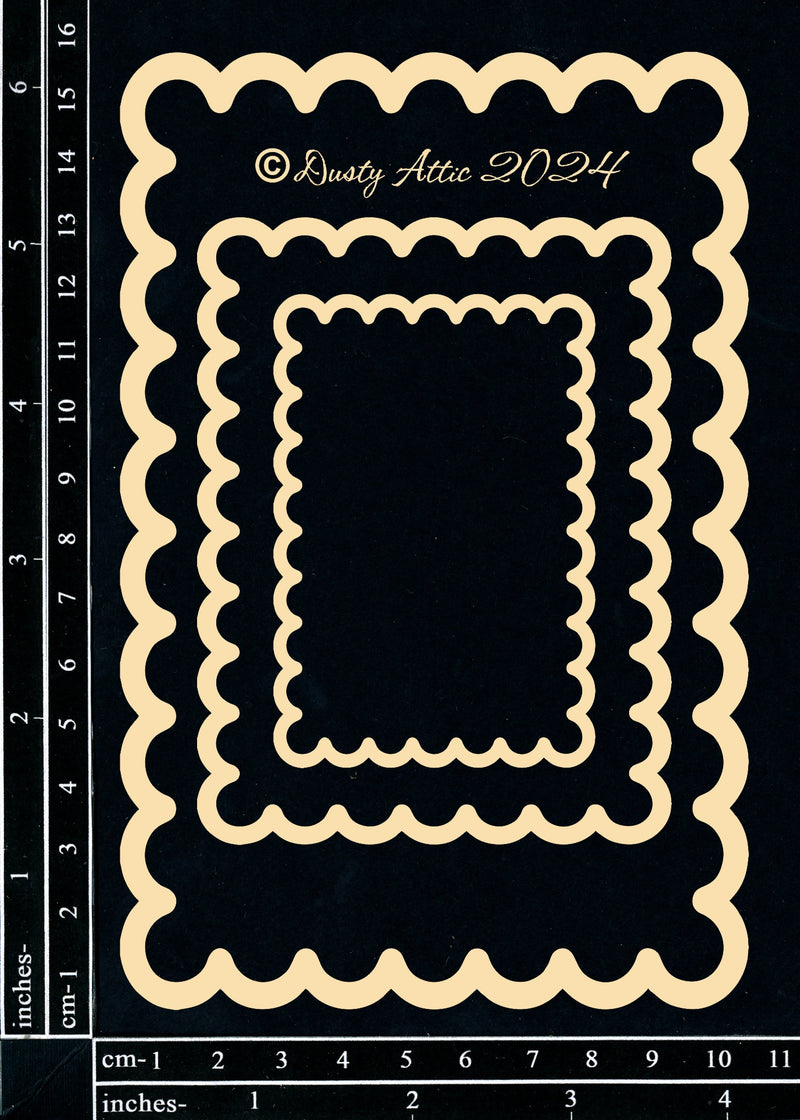 Dusty Attic Chipboard 5x7 - Get Framed - Scalloped Rectangle, DA3726