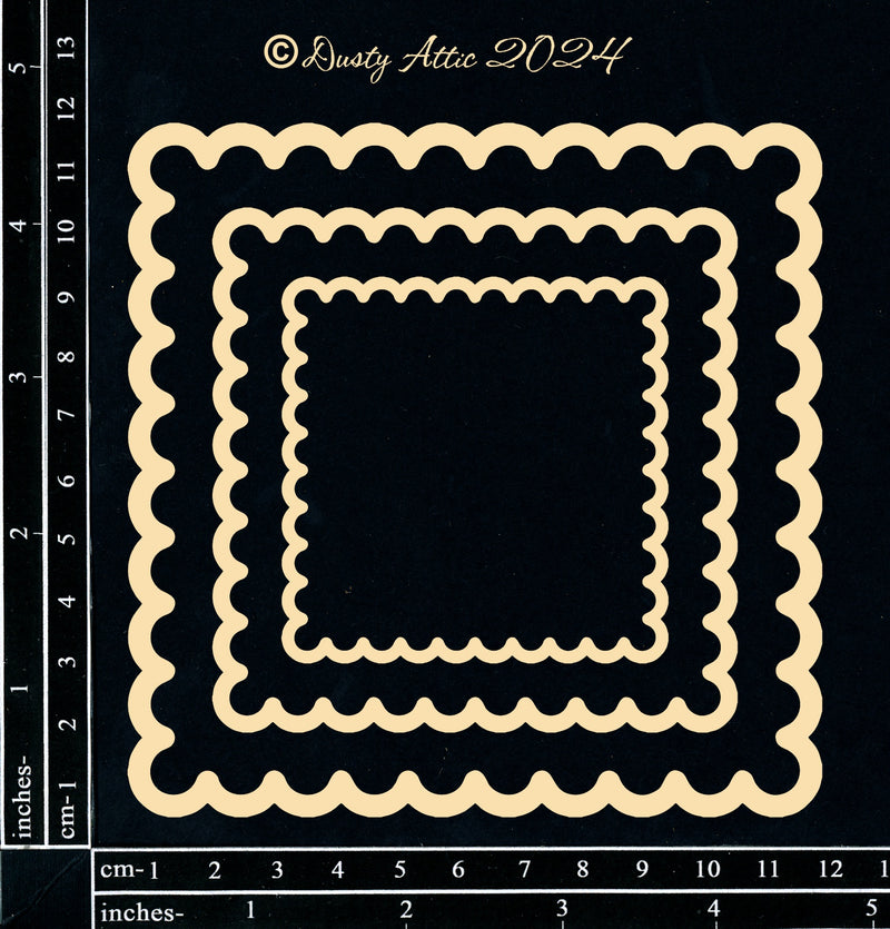 Dusty Attic Chipboard 5x5 - Get Framed - Scallop Square, DA3727