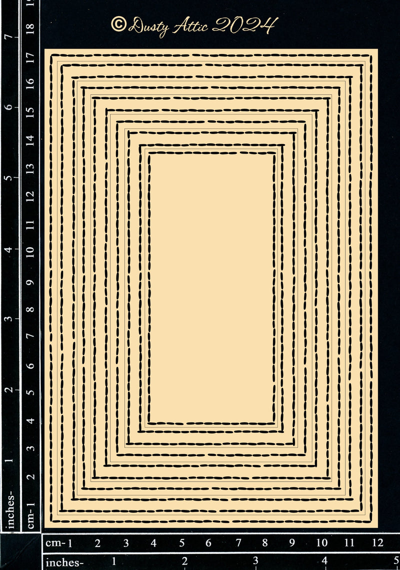 Dusty Attic Chipboard 5x7 - Get Framed - Stitched Rectangle, DA3728