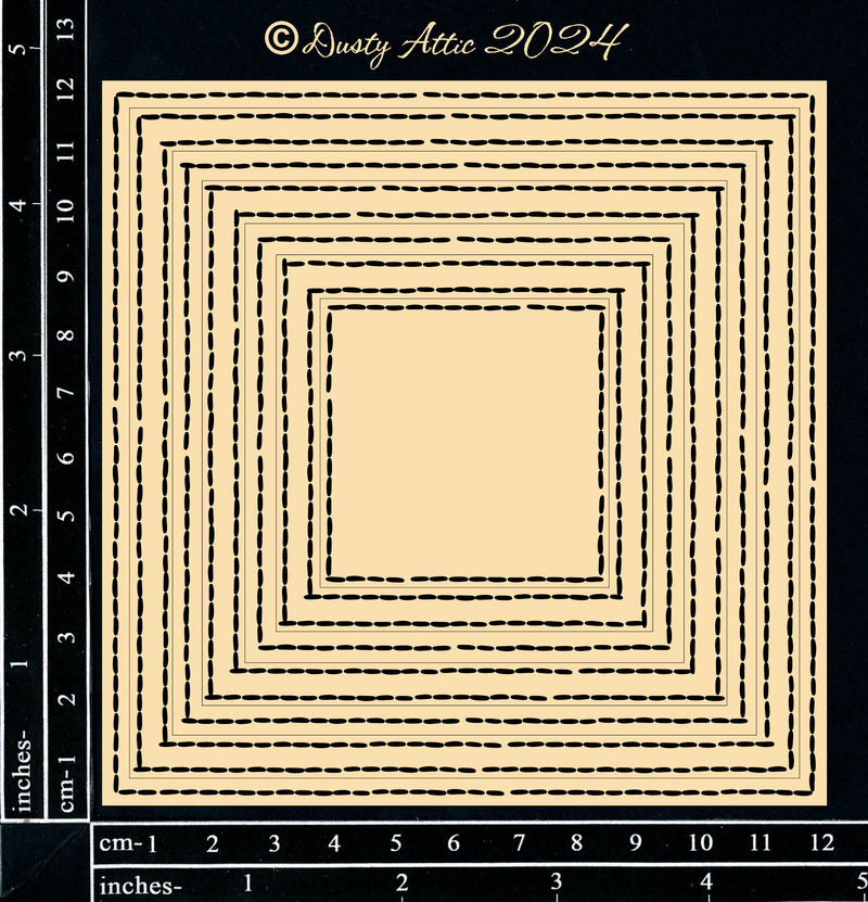 Dusty Attic Chipboard 5x5 - Get Framed - Stitched Square, DA3729