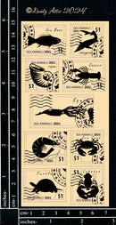 Dusty Attic Chipboard 3x6 - Postage Stamps - Sea Animals, DA3732