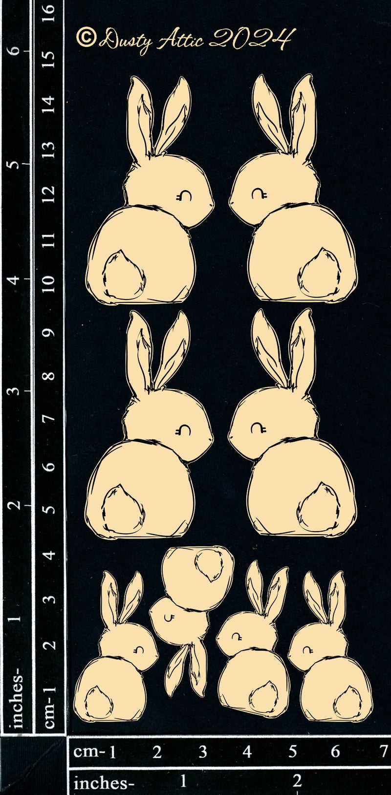 Dusty Attic Chipboard 3x6 - Rabbits