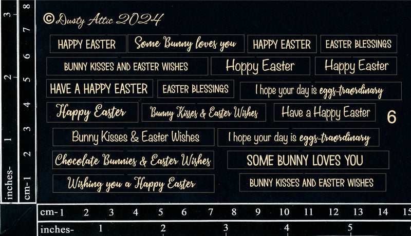 Dusty Attic Chipboard 3x6 - Card Sentiments - Easter