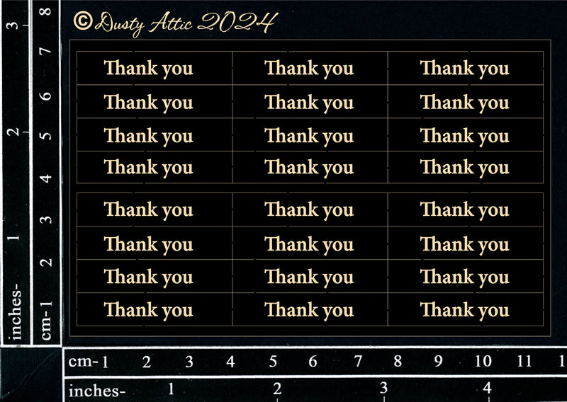 Dusty Attic 3x5 - Mini Card Sentiments - Thank You (Black), DA3751B